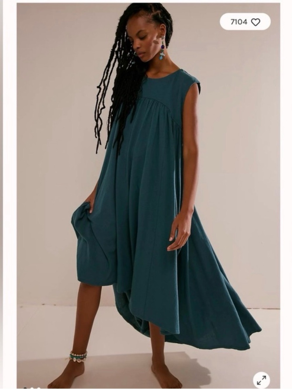 Free People Teal Swing Midi Dress